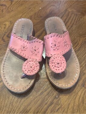 Jack Rogers Pink Leather Woven Medallion Slide Sandals Miss Hamilton, toddler 12
